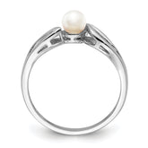 Sterling Silver Rhodium-plated FW Cultured Pearl Ring